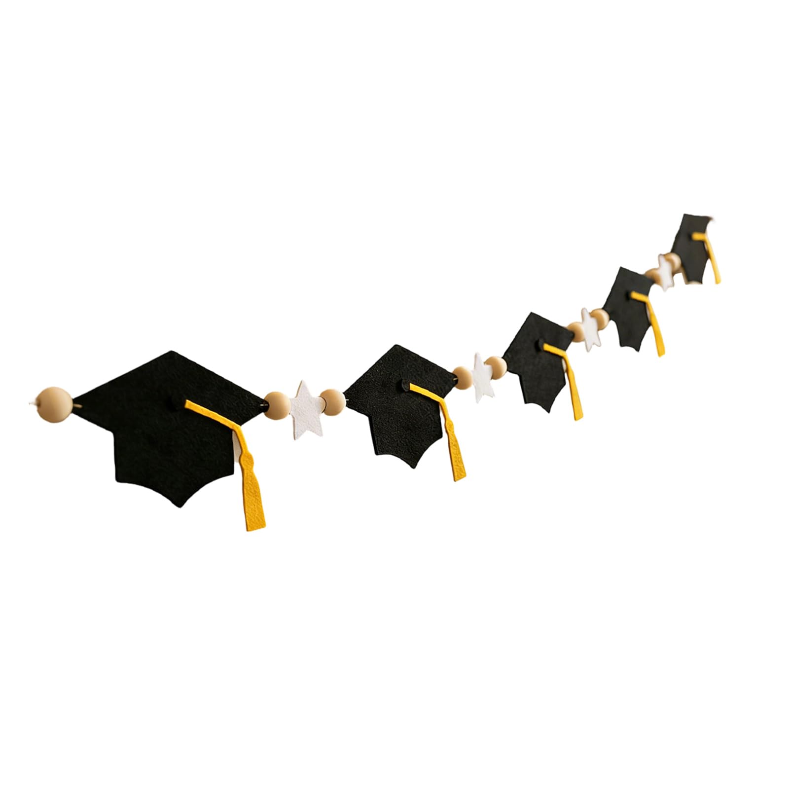Elnwnnkc Pennant Decorations 2M Long Wooden Beaded Felt Bunting Ceiling Ornament for Wall Door Graduation Ceremony Graduation Deck