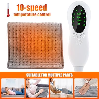 Heating Pad for Back Pain Relief, Electric Heating Pads with 10 Heat Settings, 3 Auto Shut-Off, LED Controller, Soft Heating Pad for Shoulder, Neck, Period Cramps (40 * 76CM 15.7x30)