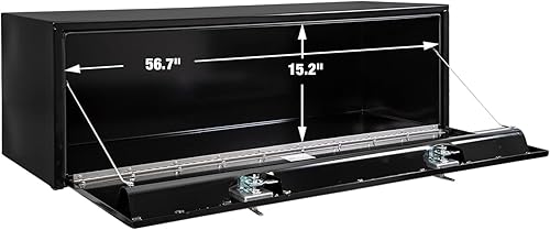 Vista 48 de Buyers Products 1704305 - Caja de acero negro para debajo de la carrocería con cierre de asa en T bloqueable, 24 x 24 x 36 pulgadas, fabricada
