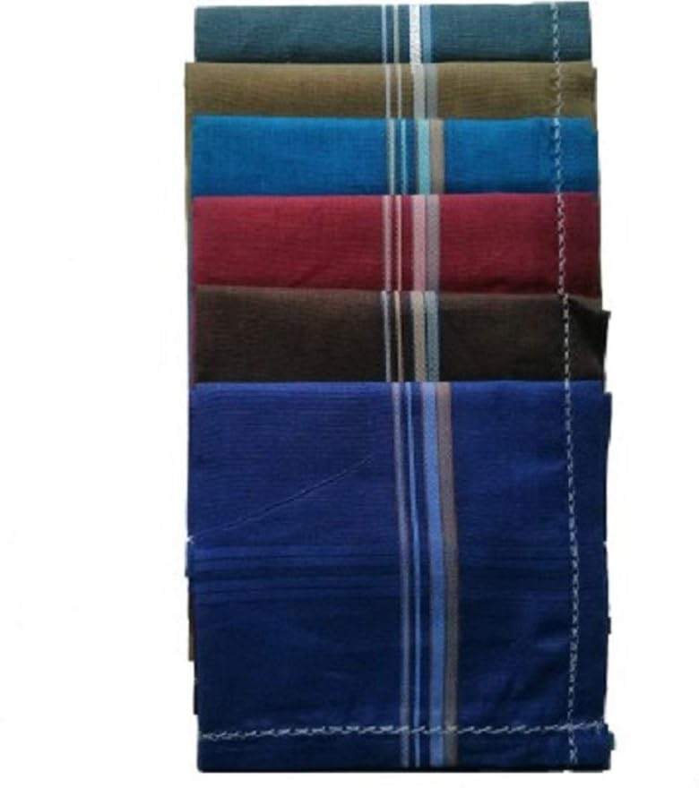nandu Brand Elite Handkerchiefs Plain Dark Colour - Pack 6 (Half Dozen Pack) # Excellent sweat absorbent handkerchief # Colour Checks May Vary Each Pack #-picture-36