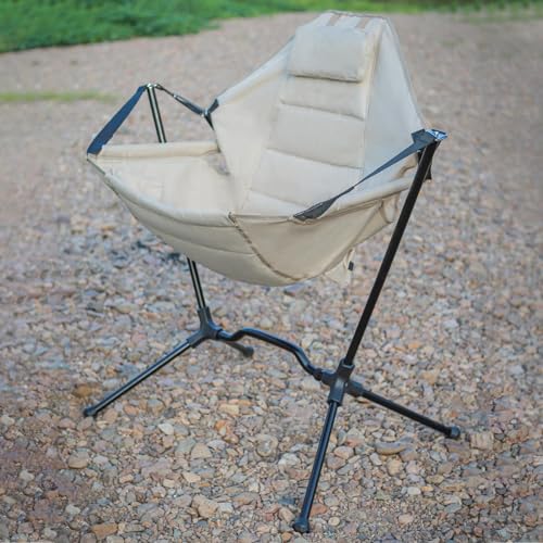 Chaise de camping à bascule et tabouret ergonomique robuste pour jardin