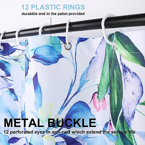 Minicoco Shower Curtain Green Shower Curtains Mould Proof Resistant Waterproof Shower Curtain 100% Polyester Bathroom Shower Curtains with 12 Hooks - Image 4