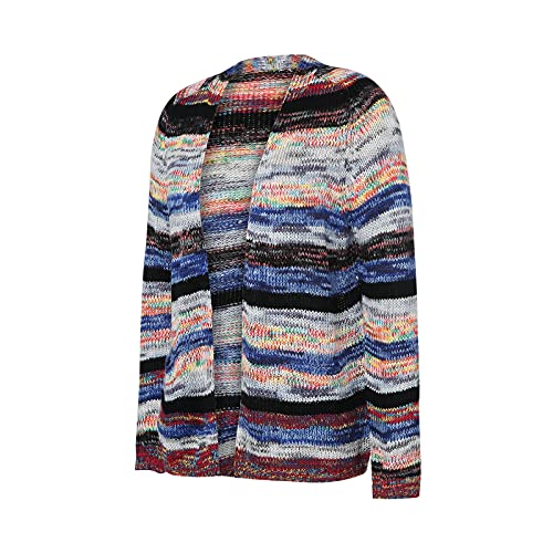 Women's Rainbow Knitted Cardigan Sweater Long Sleeve Multicolor Striped Sweater Jumpers Open Front Jacket3