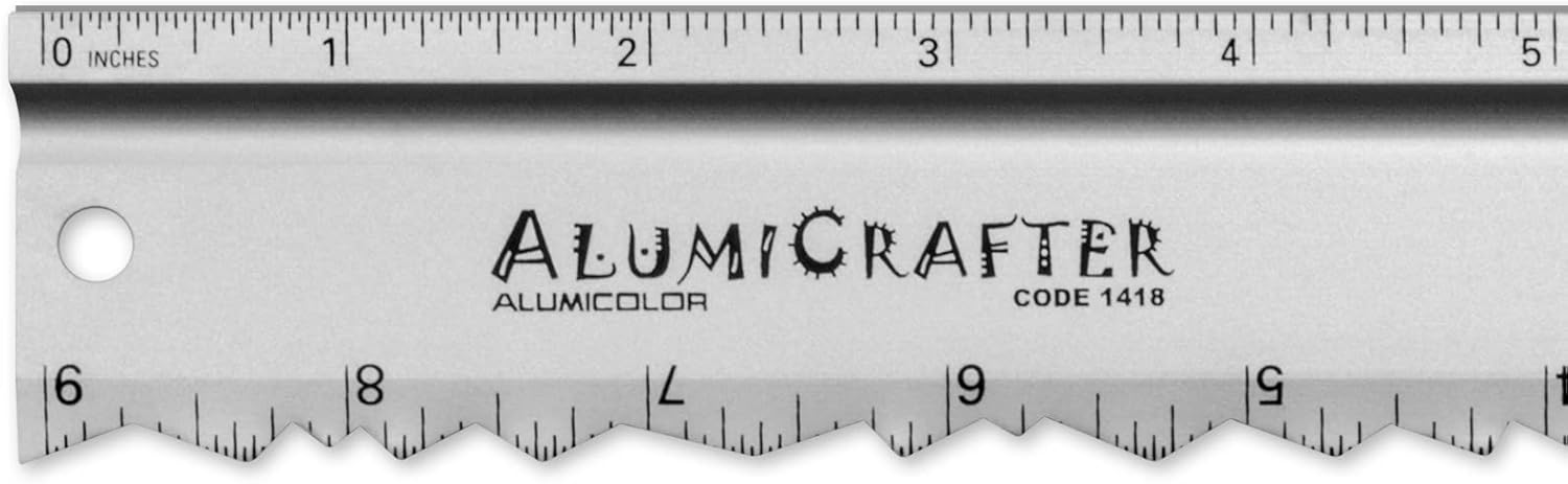 Alumicolor AlumiCrafter Straight Edge Metal Ruler with Unique Deckle Edge, Silver, 18 Inch