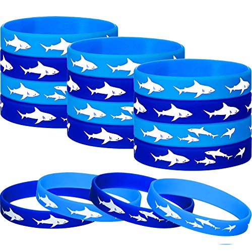 meekoo Haifisch Party Gefälligkeiten Gummi Armbänder Armband, Unter dem Meer, Haifisch Geburtstag Party Gefälligkeiten Lieferungen Geschenk Dekorationen (12 Stücke)