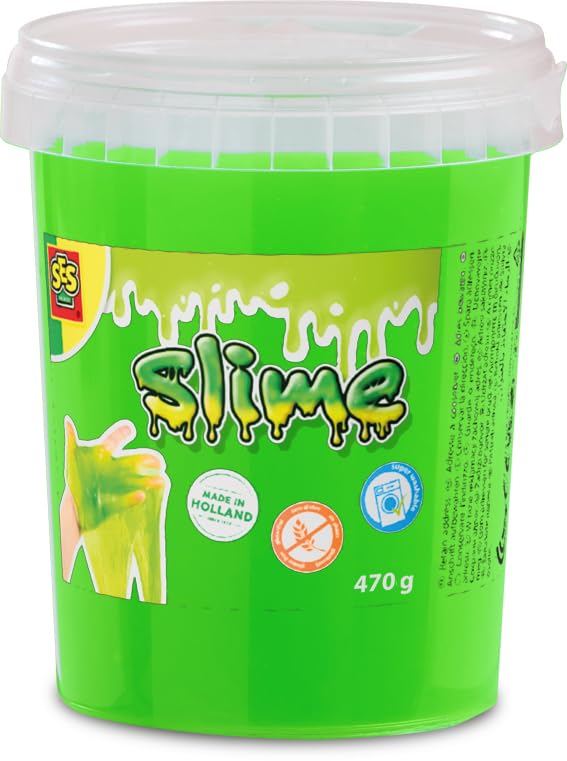 SES Creative 15031 - Slimo Verde neón en Vaso de 470 g – Juguete – Jugar con Limo – para niños a Partir de 3 años
