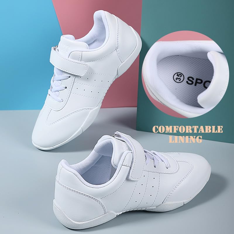 Mnplciea White/Black Cheer Shoes for Girls Cheer Shoes Girls Cheerleading Shoes Gymnastics Shoes Dance Shoes White Tennis Shoes Girls…4