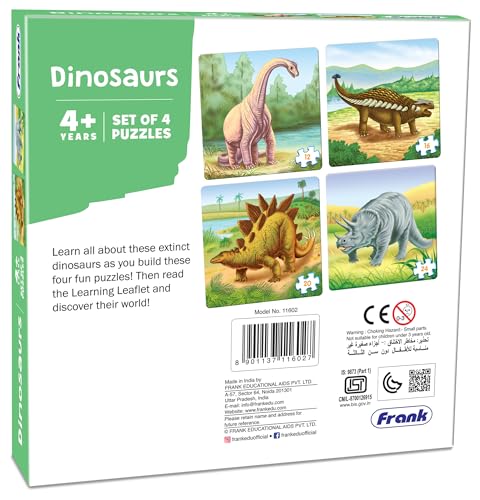 Image of Frank Dinosaurs Animal Kingdom - A Set of 4 Jigsaw Puzzle for Kids Above 4+ Years - Fun & Challenging Brain Booster Games - Educational Puzzle for Focus and Memory - 11602