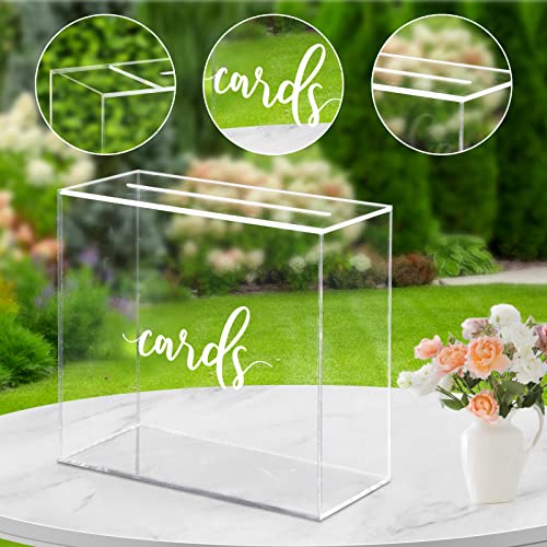 Image of Hooqict Clear Acrylic Wedding Card Box with Slot Large Blank Gift Card Boxes for Reception, Party, Wishing Well, Money Box Holder, Graduation Decorations, Baby Shower