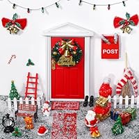 XIMISHOP 36PCS Christmas Gnome Door Set，Miniature Wooden Christmas Elf House Tiny Gnome Door Complete Set DIY Mini Elf Door Figures Kit for Xmas Mini Gnome Dollhouse Accessories