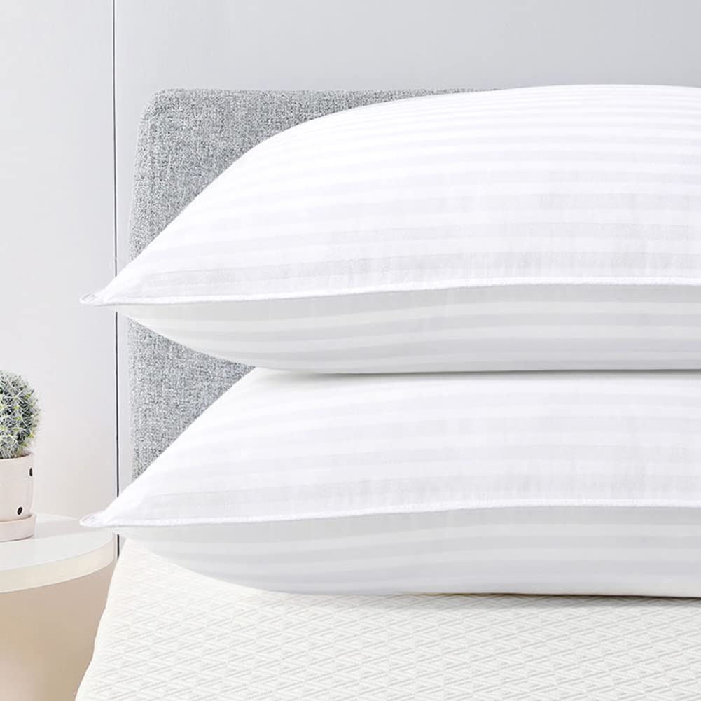 Pillows for Sleeping Hotel Pillows Queen Size Set of 2, Down Alternative Bed Pillows with Natural Cotton Cover, Hypoallergenic Cooling Pillows for Side and Back Sleepers, Soft and Breathable