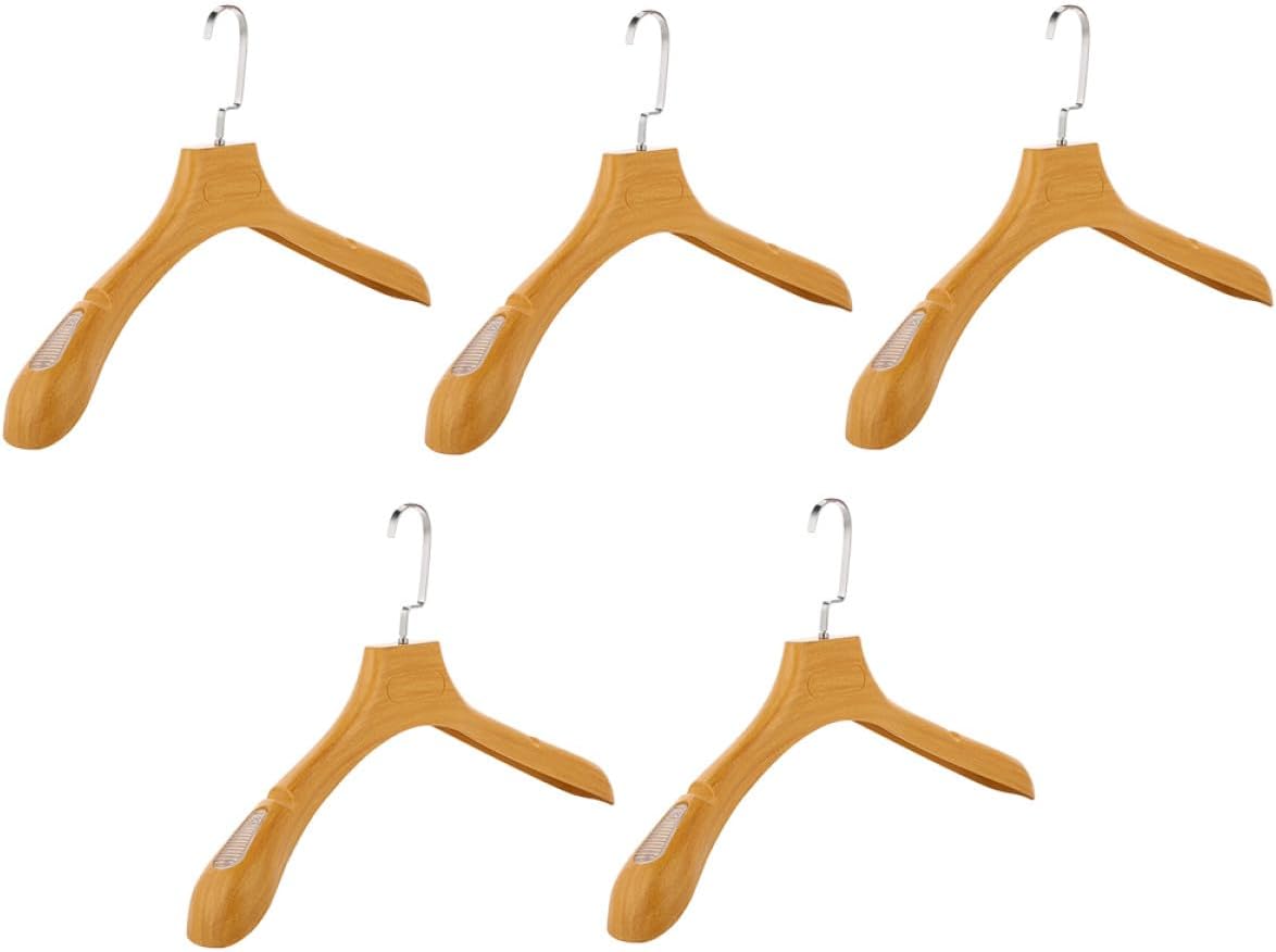 5pcs Non-Slip Plastic Suit Hangers with Wood Grain Texture for Men, Coat and Clothing Display Racks, Household and Hotel Use