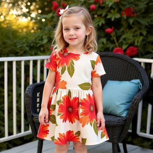 Image of Girls' Sunflower Print Dress Set - Fun and Fashionable 3-9 Years