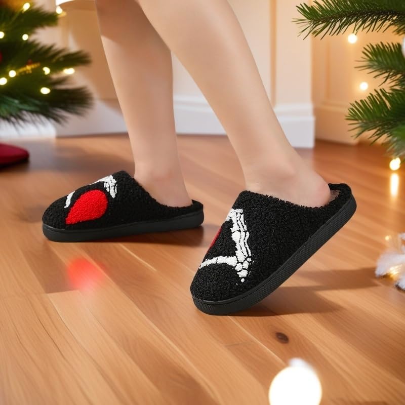 Image of Comfy Elastic Slippers for Women Men,Memory Foam Soft Plush House Slippers | halloween & christmas Fuzzy Slippers, Holiday Retro House Shoes, Indoor & Outdoor,Warm Winter Footwear