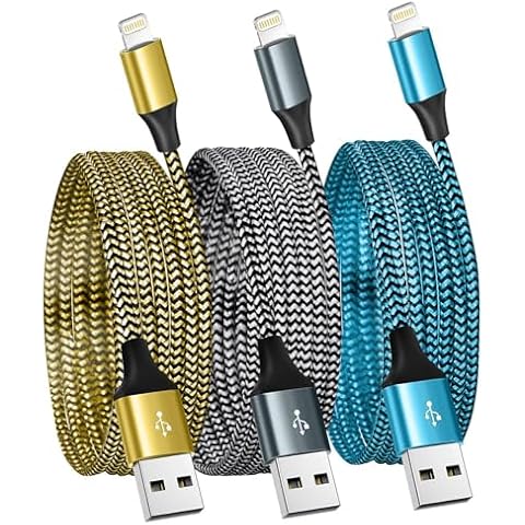 3-Pack 6FT iPhone Charger Cord with Fast Charging and Data Transfer Cover
