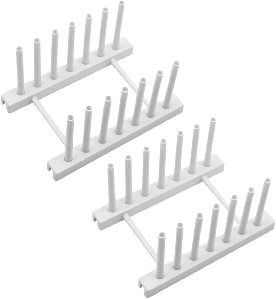 2pcs Dish Drying Rack Plastic Plate and Bowl Organizer for Kitchen Countertop Space-Saving Dish Drainer with Utensil Holder for Home and Restaurant Use