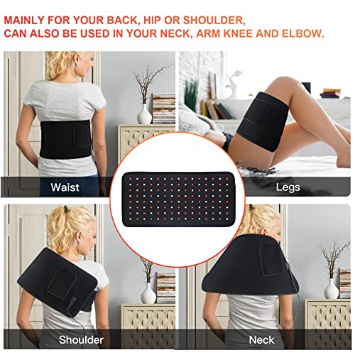 Serfory Red Infrared Light Therapy Belt For Pain Relief, Combo 660Nm And 850Nm, Flexible Wearable Wrap Pad With Timer For Waist Back Shoulder #TOP4