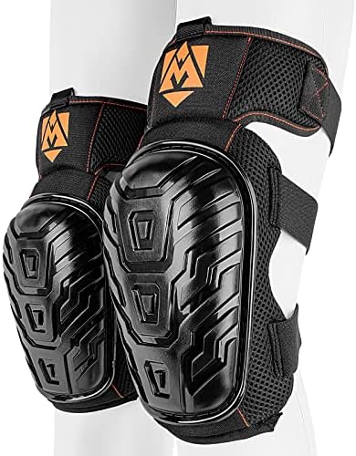 AMPAS Knee Pads for Work, Construction, Flooring, Gardening, Cleaning, Heavy Duty Support Kneepads with Gel, Thick Foam Cushion and Improved Adjustable Thigh and Shin Straps