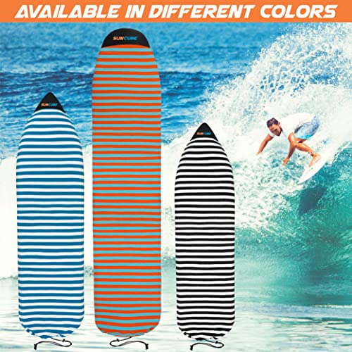 Sun Cube Surfboard Sock Cover, Protective Surf Bag For Surfing Board, Light Stretchy Surfbag Sleeve For Shortboard, Hybrid (6'0'', Sunset Orange) #TOP6