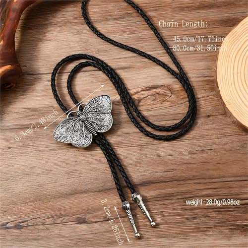 Image of Joxevyia Bolo Tie for Men Vintage Cow Skull Leather Rope Western Cowboy Necktie Vintage Bola Tie Gift for Him