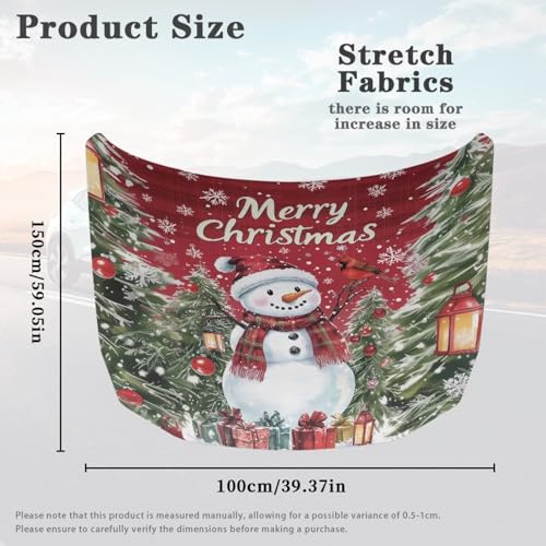 Image of Renewold Merry Christmas Snowman Bird Car Hood Cover Hood Covers for Cars Xmas Winter Decorative Wrap Blanket Women Men Automotive Exterior Accessories for Most Sedan Small SUV Truck