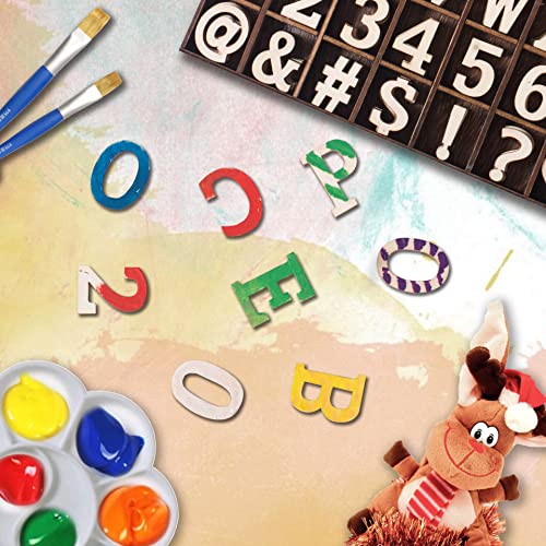270 Pieces 1 Inch Wood Alphabet Letters Wooden Numbers Mini Blank Wood Symbols Unfinished Wood Heart Star Paw With Rustic Storage Tray For Home Decor Spelling Education Homemade Crafts Party Gifts #TOP2