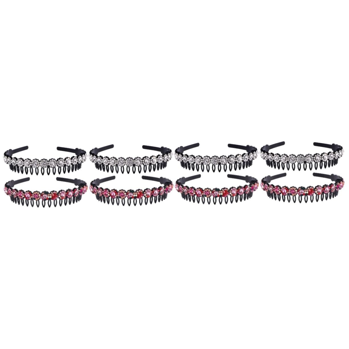 Healeved 8pièces Bandeau Anti-dérapant Avec Dents Rhinestones Pour Femmes Accessoires De Cheveux Pratiques Pour Maquillage Soins Du Visage Et Détente