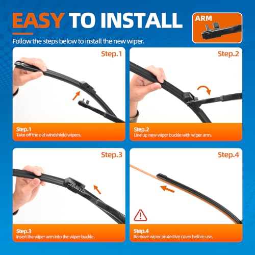 Image of 26 inch18 inch (Top Lock) Windshield Wiper Blades Automotive Replacement for BMW 528I 535D 535I 535I GT 550I 550I GT 740I 740LI 750I 750LI 760LI 2010-2016 OEM Quality Premium 2 Pack