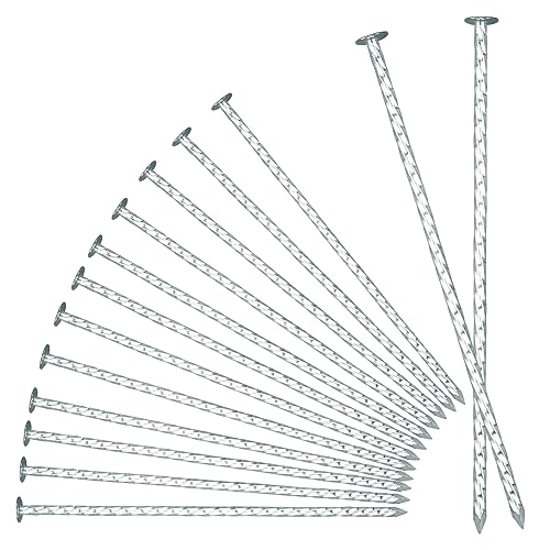 JPOIP Lot de 100 piquets en spirale robustes de 20,3 cm – Piquets de jardin en métal galvanisé solide pour fixer les bordures de pavé, les barrières contre les mauvaises herbes, le gazon artificiel,