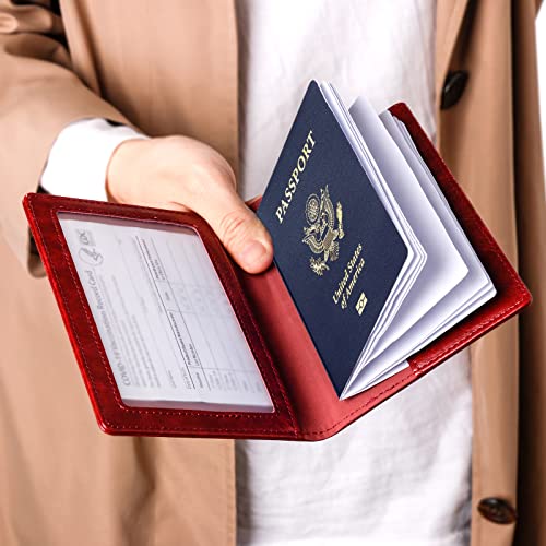Image of TIGARI Passport Holder for Travel Women Men, Valentines Day Gifts PU Leather Wallet Cover Case Sleeve, Waterproof Protected Document Organizer, Vacation Plane Cruise Travel Essentials