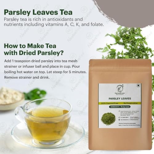 Image of HERBALPRASH Parsley Leaves 250g | 100% Natural & Sun-Dried | Aromatic Culinary Herb for Cooking, Seasoning & Herbal Tea | Rich in Antioxidants & Essential Nutrients