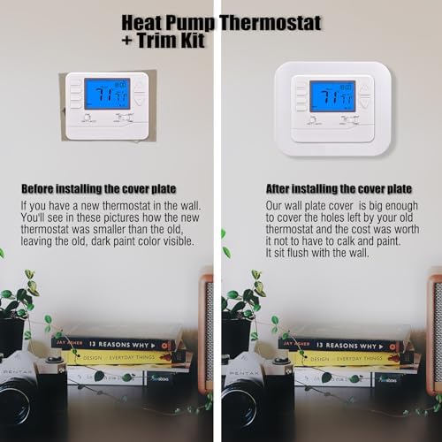 Before and After Installation of Suuwer Thermostat with Cover Plate