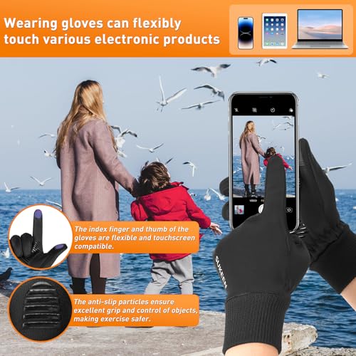Sukeen Winter Gloves Men Women Touchscreen Anti-Slip Sports Gloves Lightweight Cold Weather Warm Gloves for Running, Cycling - Thumbnail 4