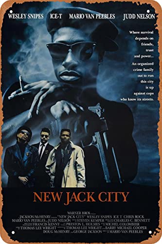 QLANQINS Affiche de film Jack City rétro en métal pour café, bar, grotte, bureau, maison, décoration murale vintage 30,5 x 20,3 cm