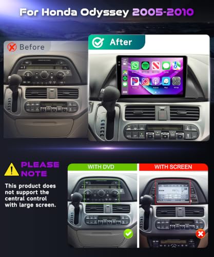 Image of 4+64G for Honda Odyssey 2005-2010 Android 15 Car Stereo with Wireless Carplay /Android Auto, 10.1 Inch In-Cell Touch Screen Bluetooth Car Radio Support 5Ghz-WiFi GPS FM /RDS SWC HiFi Audio Backup Camera