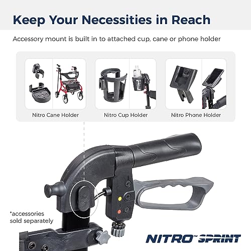 Image of Drive Medical Nitro Sprint Rollator Walker with Seat, Petite Height, Black