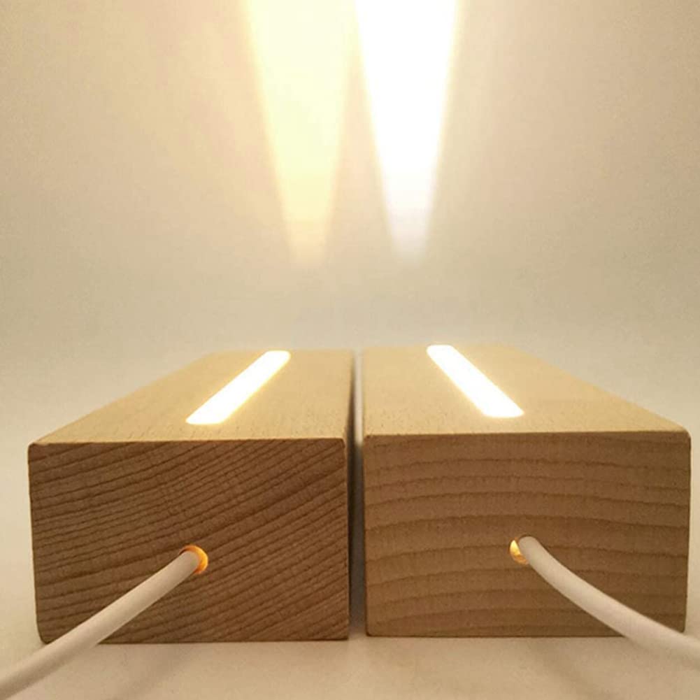 Base Lumineuse Rectangulaire en Bois, Support de Lampe de PiéDestal de Base D'Affichage à LED en Bois pour L'Acrylique, le Cristal, la Veilleuse, L'Art de RéSine