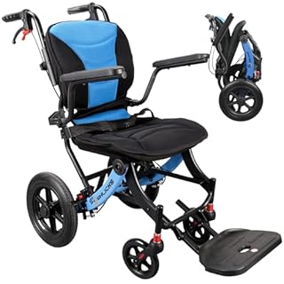 Wheelchairs for Adults Ergonimic Transport Chair Lightweight Foldable with Telescopic Handle 11-inch Big Wheels for All Terrains Travel Wheelchair with Removable Cushion