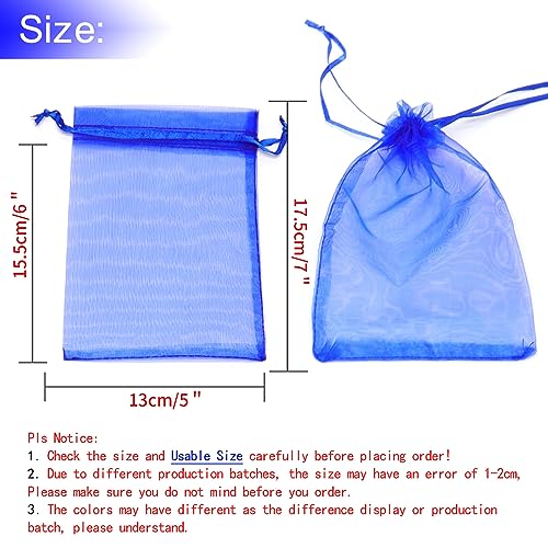 Image of Dealglad 50pcs Drawstring Organza Jewelry Candy Pouch Christmas Wedding Party Favor Gift Bags (5x7, Royal Blue)