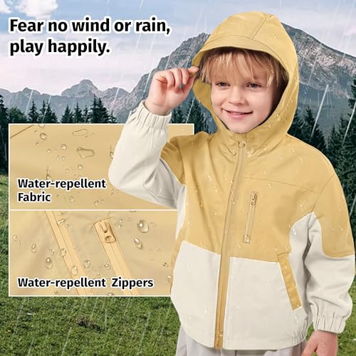 Image of Volunboy Toddler Boys Windbreaker Jackets Patchwork Lightweight Zip Hoodie Outerwear Fall Spring Windproof Hooded Coat