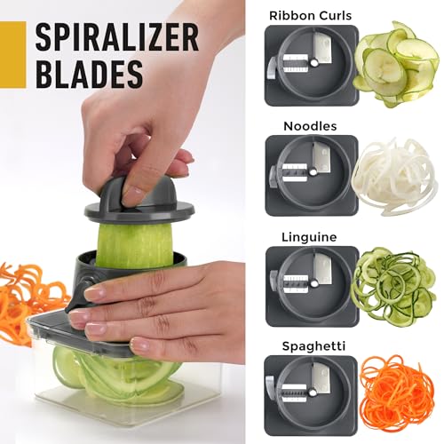 Image of Mueller Pro-Series 12 Blade Vegetable Chopper, Mandoline Slicer and Spiralizer, White /grey