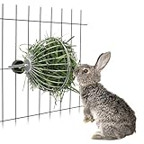 Rabbit Hay Ball Stainless Steel Hanging Feed Dispenser for Bunny Hamster Guinea Pig Rat Chinchilla (B: 5.11inch, Silver)