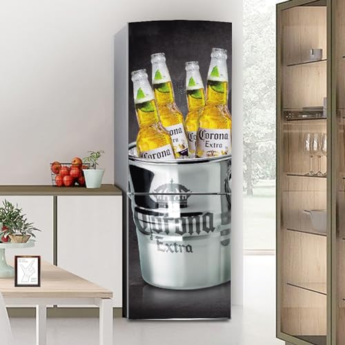 MYXJX Pegatinas para frigorífico, pegatinas para nevera, cubiertas de puerta completa, cubiertas de frigorífico, pieles, pegatinas de pared para pegatinas de cocina, cerveza, cubo de hielo fresco de