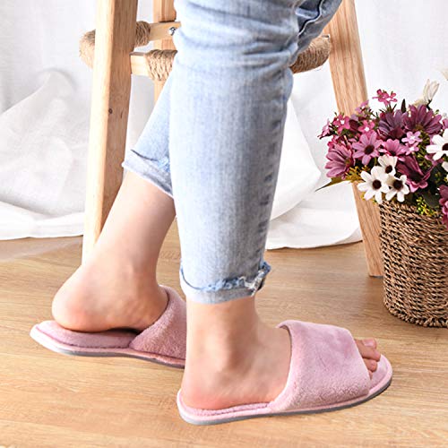 Image of DL Open Toe Slippers for women Indoor, Cozy Memory Foam Womens House Slippers Summer Slip On, Comfy Soft Flannel Womens Bedroom Slippers Slide Breathable Size 5-6 7-8 9-10