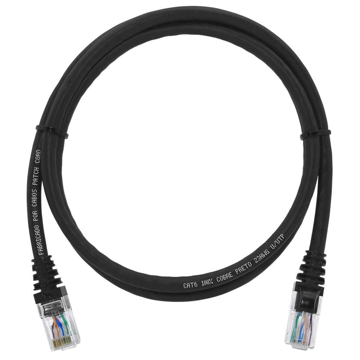 Cabo de Rede 1 Metro Patch Cord Cat6 100% Cobre Preto 1 Metro - CPC