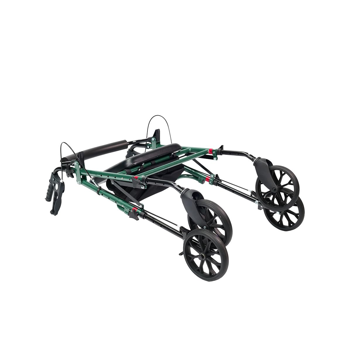 Rollator Standard - Anthrazit grün - faltbar und leicht mit Sitz - Aluminiumgestell - Nylontasche