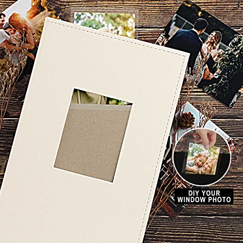 Image of Ywlake Photo Album 4x6 300 Pockets, Leather Photo Albums Holds 300 Horizontal Only Pictures Beige