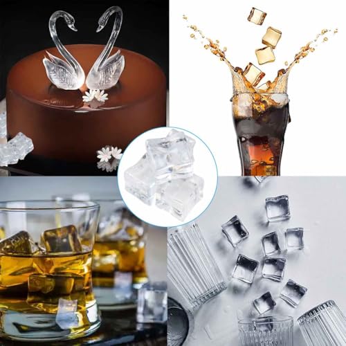 25 cubos de hielo acrílicos transparentes cuadrados miniatura 5