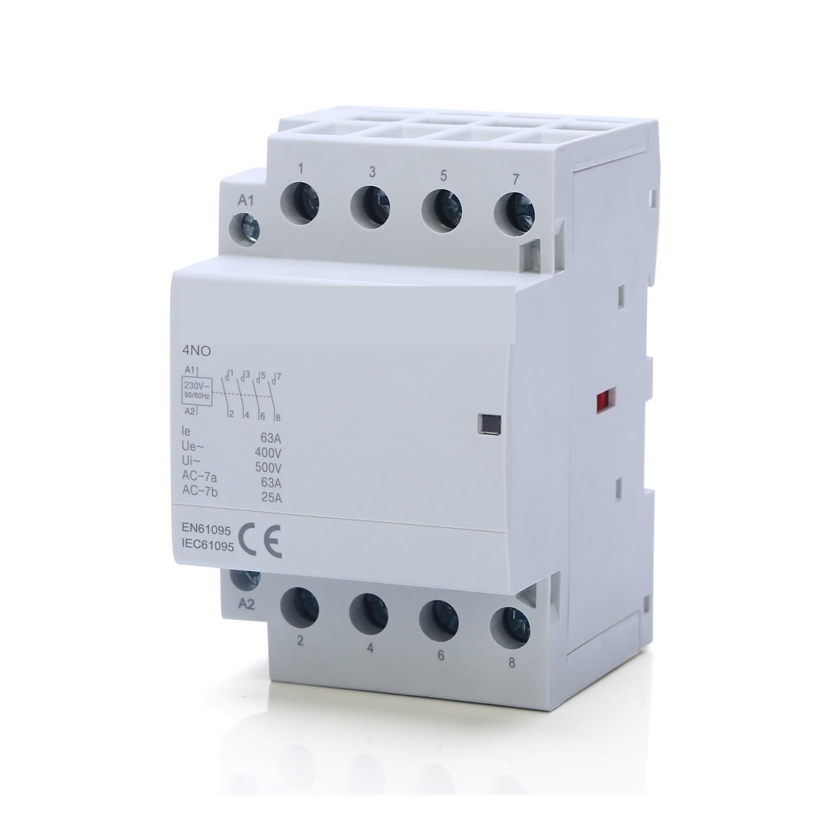 Contacteur 4P 63A automatique basse consommation avec bobine DC 24V HCH8s-63 pour rail DIN