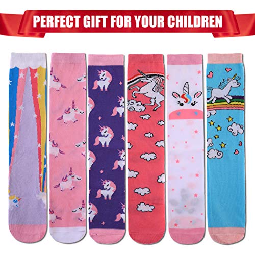 Image of FNOVCO Girls Knee High Socks Cartoon Animal Patterns Cotton Over Calf Socks